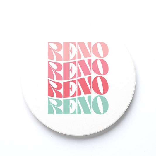 Ceramic Round Coaster-Retro Wave Reno