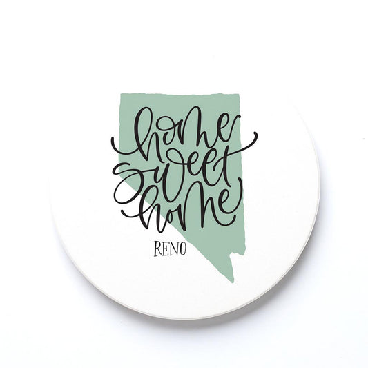 Ceramic Round Coaster-Home Sweet Home Reno Nevada