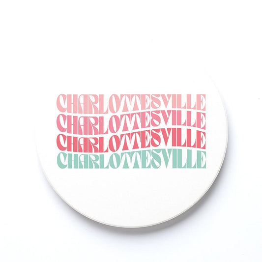 Ceramic Round Coaster-Retro Wave Charlottesville Virginia