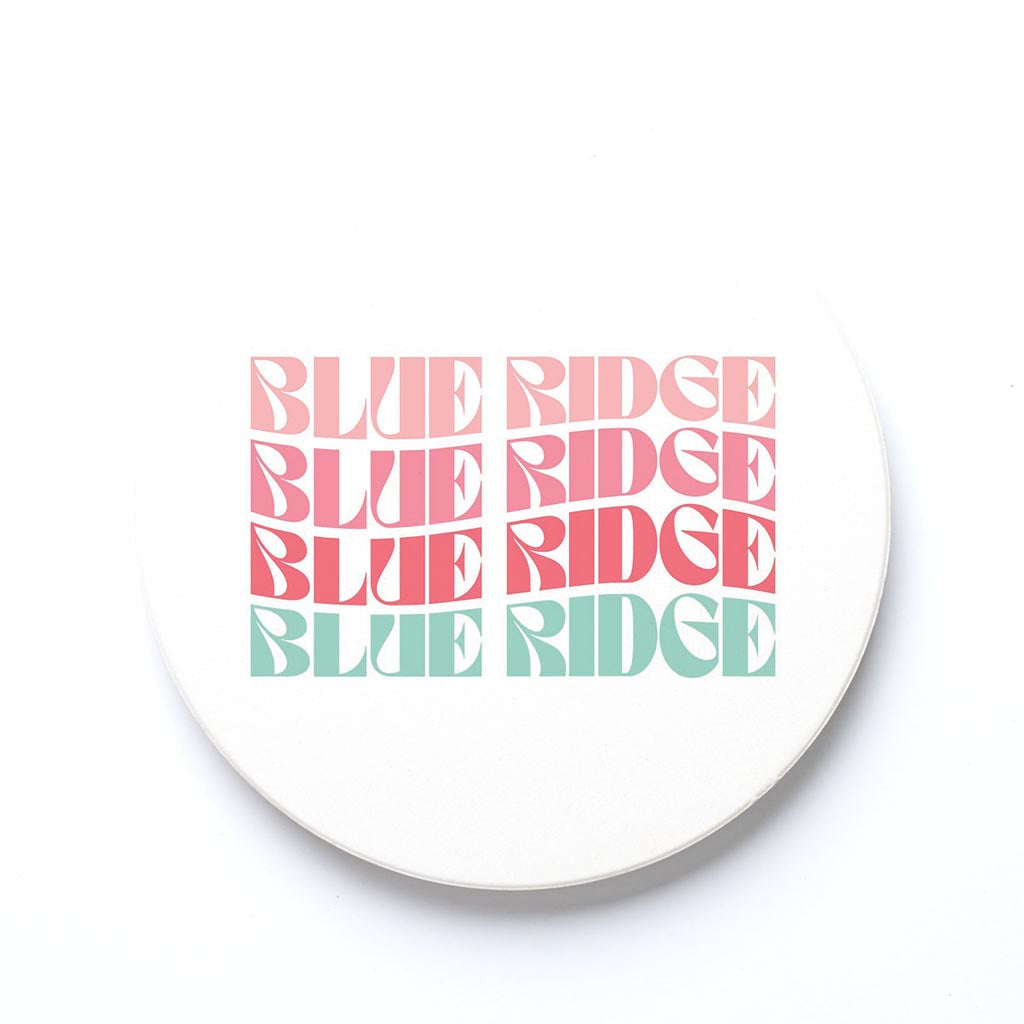 Ceramic Round Coaster-Retro Wave Blue Ridge Georgia -0