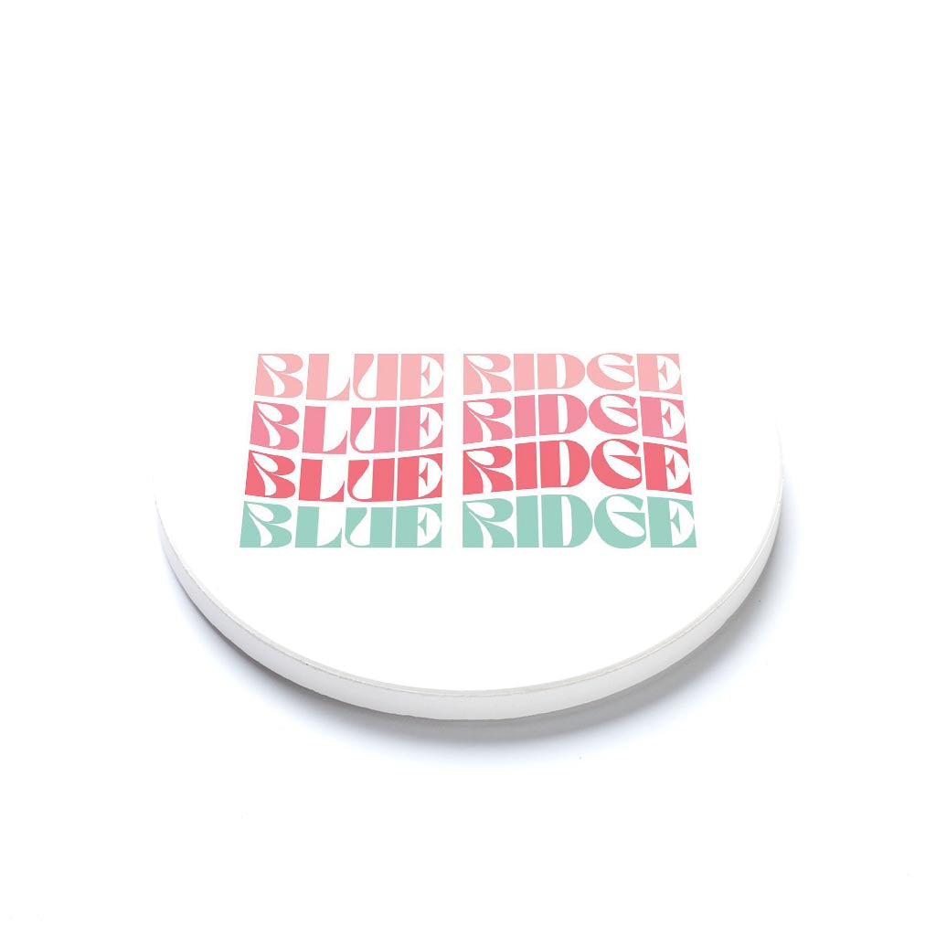 Ceramic Round Coaster-Retro Wave Blue Ridge Georgia -1