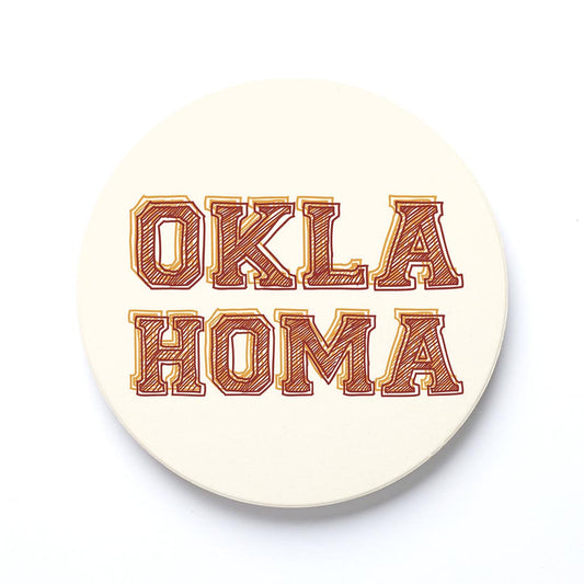 Ceramic Round Coaster-Modern Minimalist Oklahoma