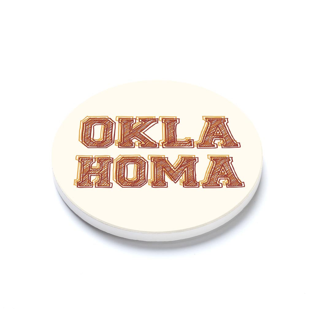 Ceramic Round Coaster-Modern Minimalist Oklahoma