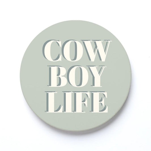 Ceramic Round Coaster-Modern Minimalist Oklahoma Cowboy Life