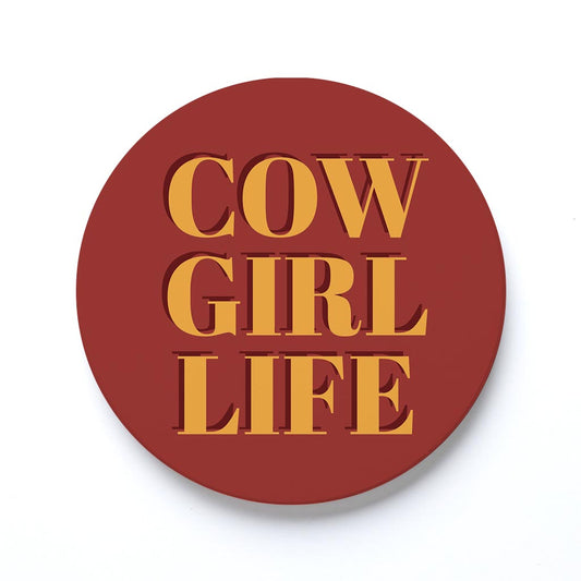 Ceramic Round Coaster-Modern Minimalist Oklahoma Cowgirl Life