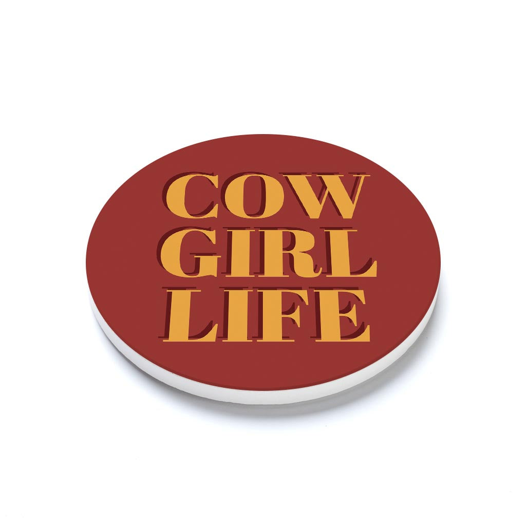 Ceramic Round Coaster-Modern Minimalist Oklahoma Cowgirl Life