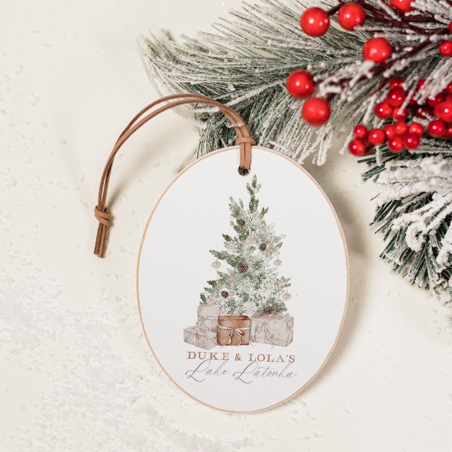 Oval Ornament-Crystal Cottage Tree Duke & Lola's Lake Latonka