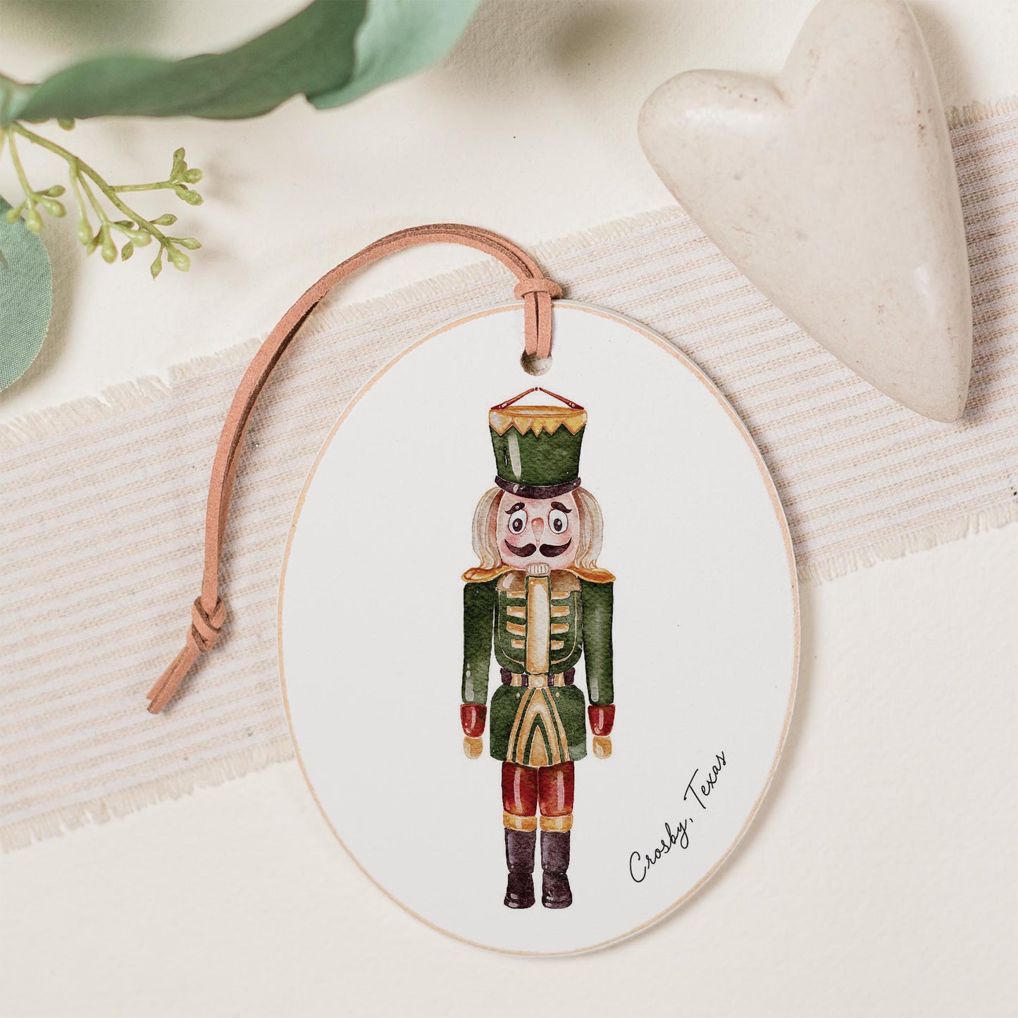 Oval Ornament-Green Nutcracker Crosby Texas