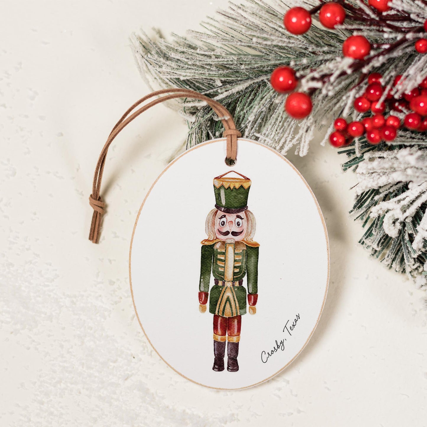 Oval Ornament-Green Nutcracker Crosby Texas