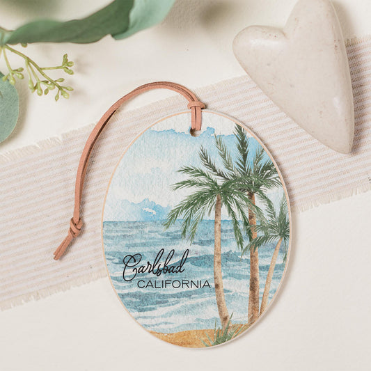 Oval Ornament-Painted Beach Scene Carlsbad California