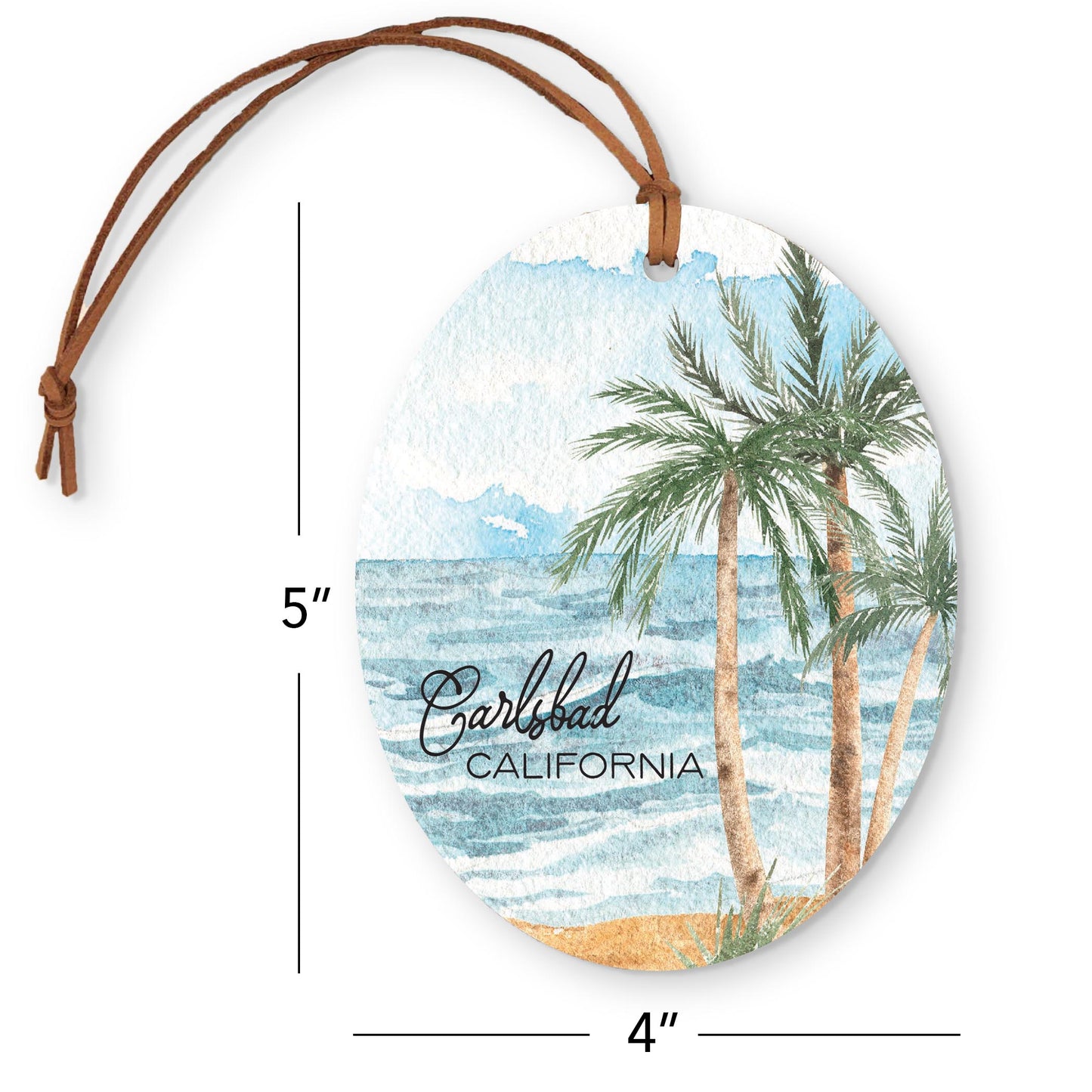 Oval Ornament-Painted Beach Scene Carlsbad California