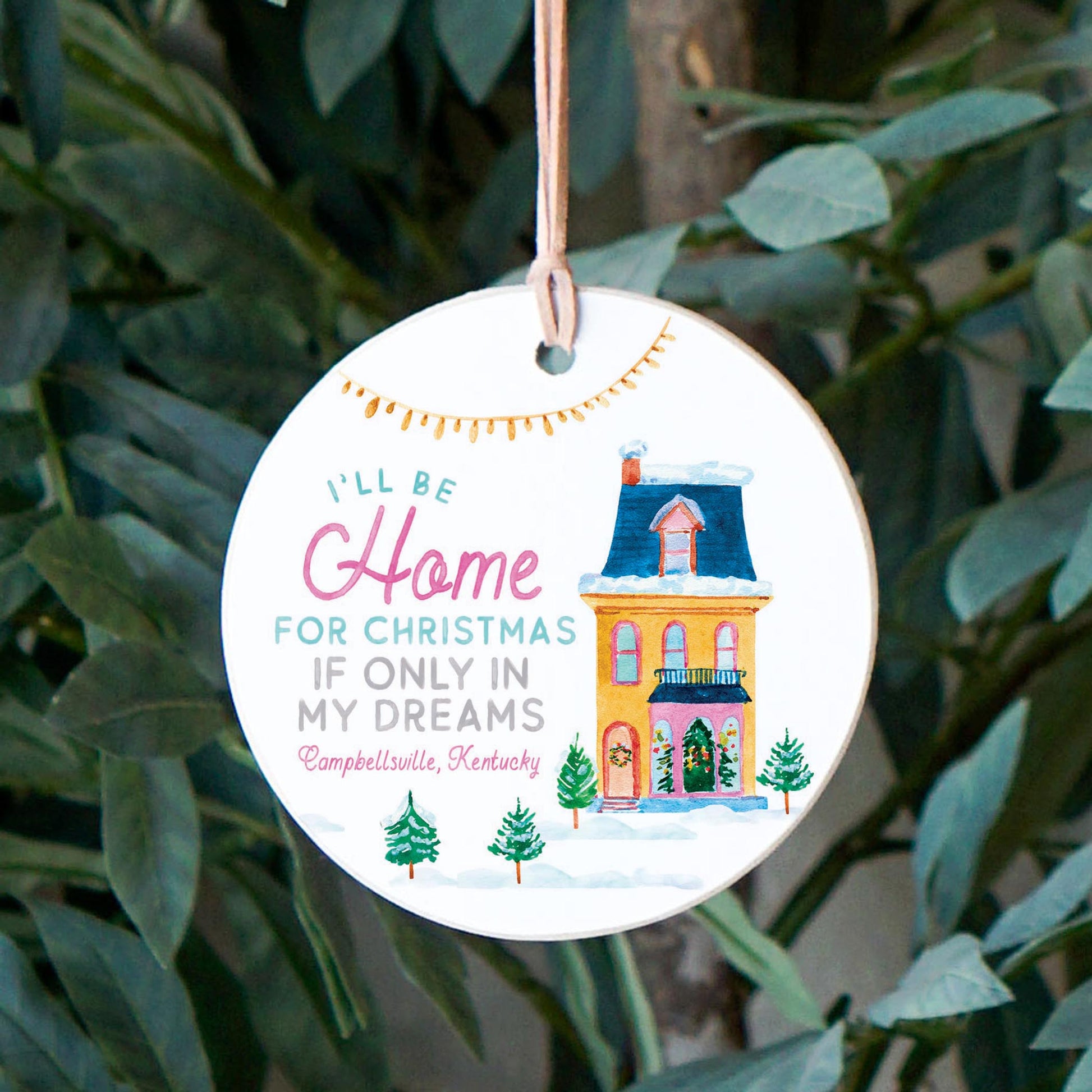 4" Round Ornament-I'll Be Home For Christmas Campbellsville KY -2