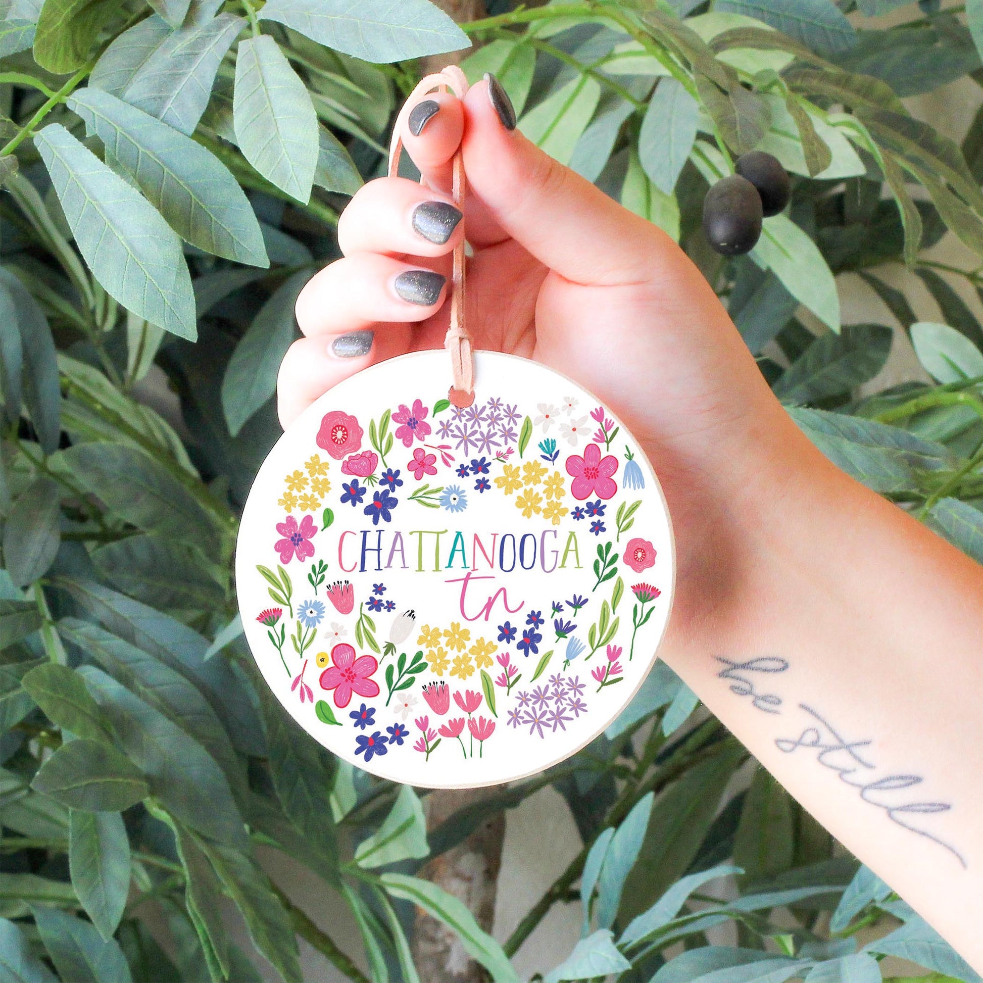 4" Round Ornament-Flower Confetti City & State -4