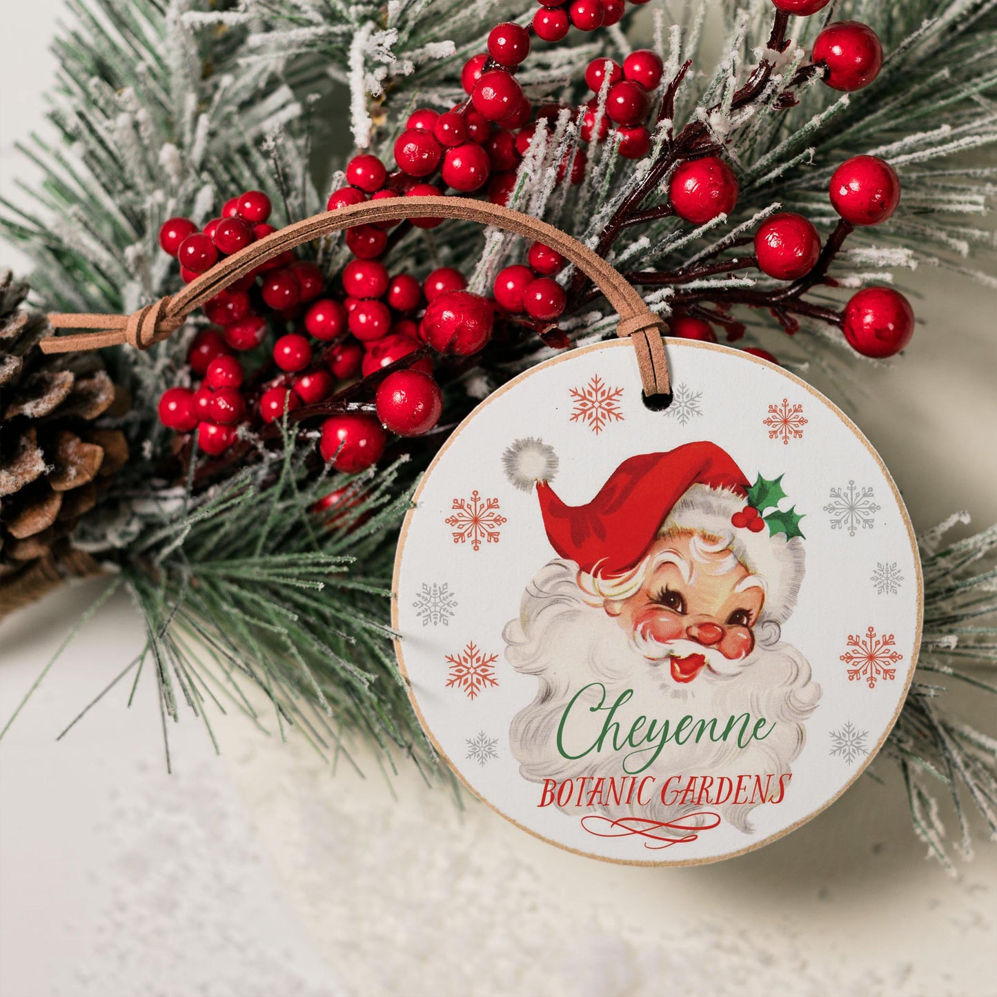 4" Round Ornament-Classic Santa Cheyenne Botanic Gardens