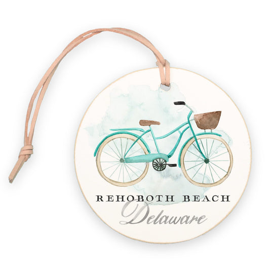 4" Round Ornament-Blue Bike Rehoboth Beach Delaware -0