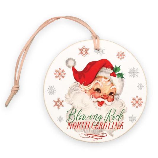 4" Round Ornament-Classic Santa Blowing Rock North Carolina -0