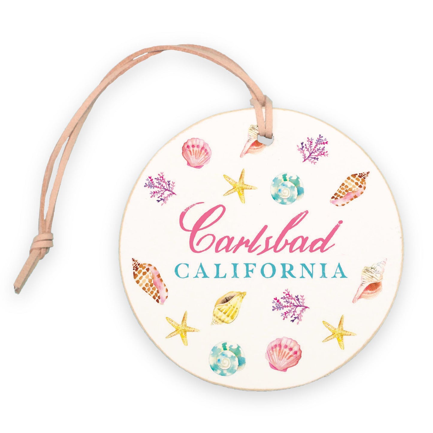 4" Round Ornament-Shells & Shoreline Carlsbad California