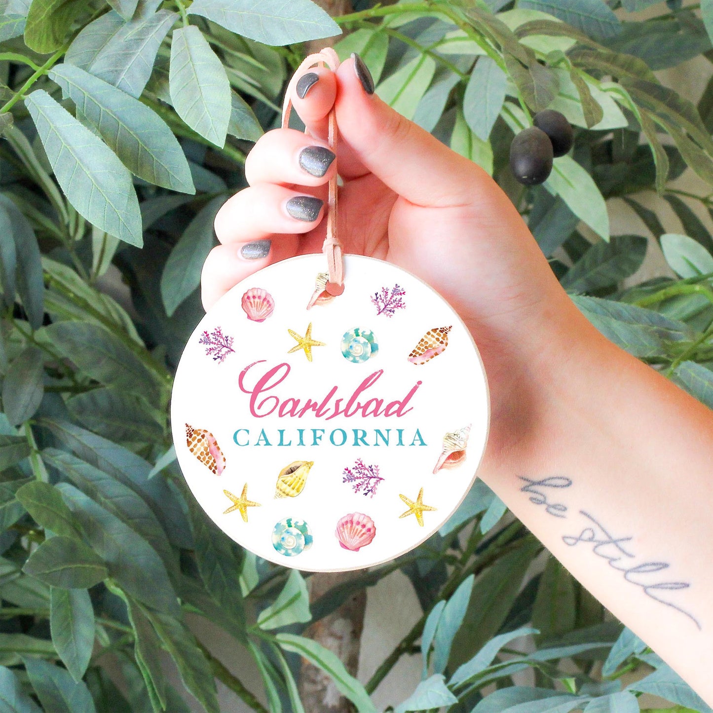 4" Round Ornament-Shells & Shoreline Carlsbad California