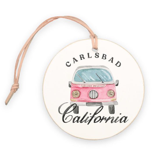 4" Round Ornament-Pink Van Carlsbad California