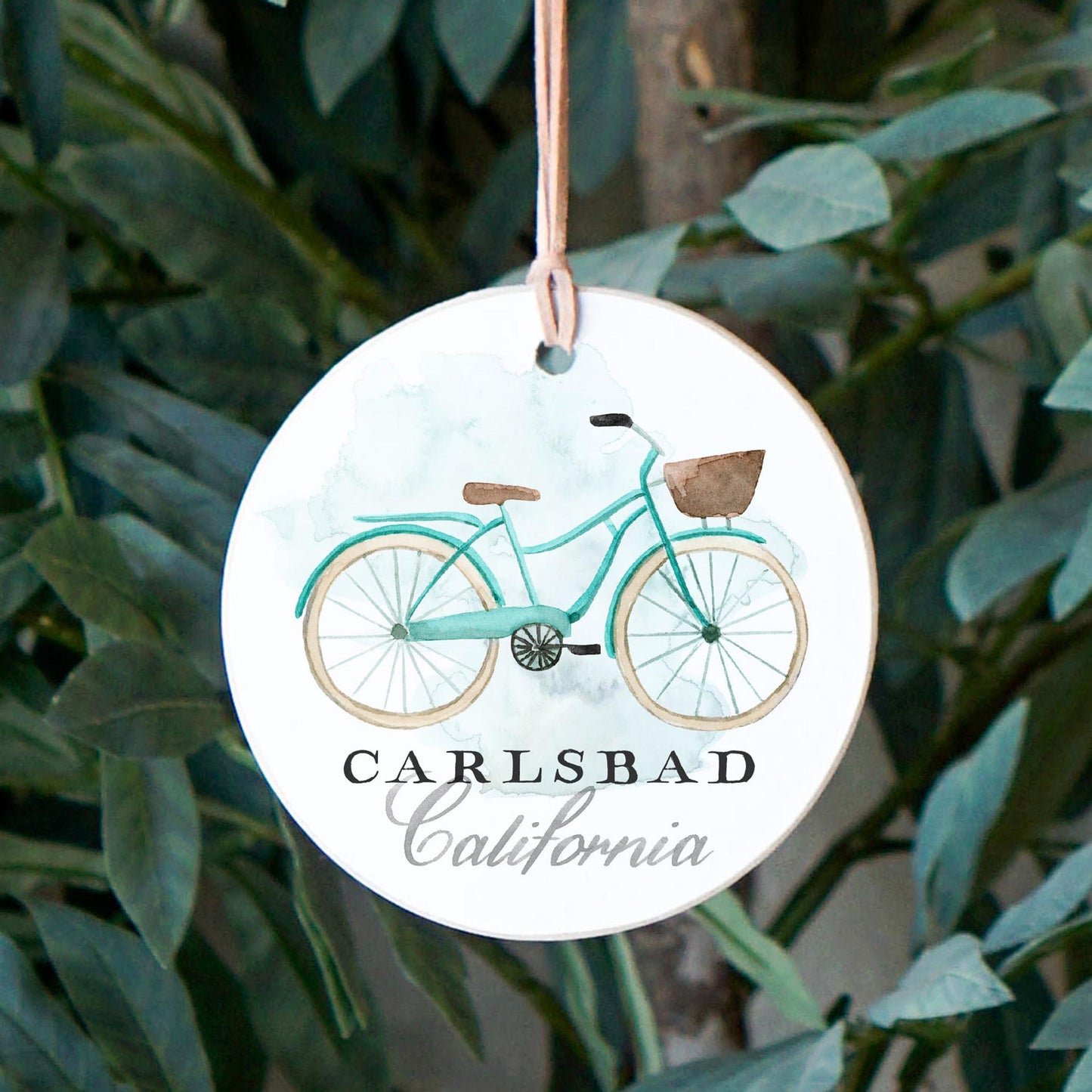 4" Round Ornament-Bike Carlsbad California