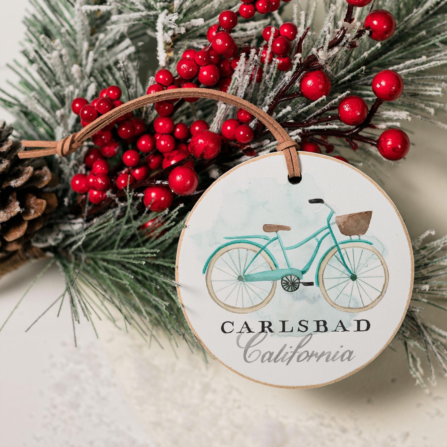 4" Round Ornament-Bike Carlsbad California