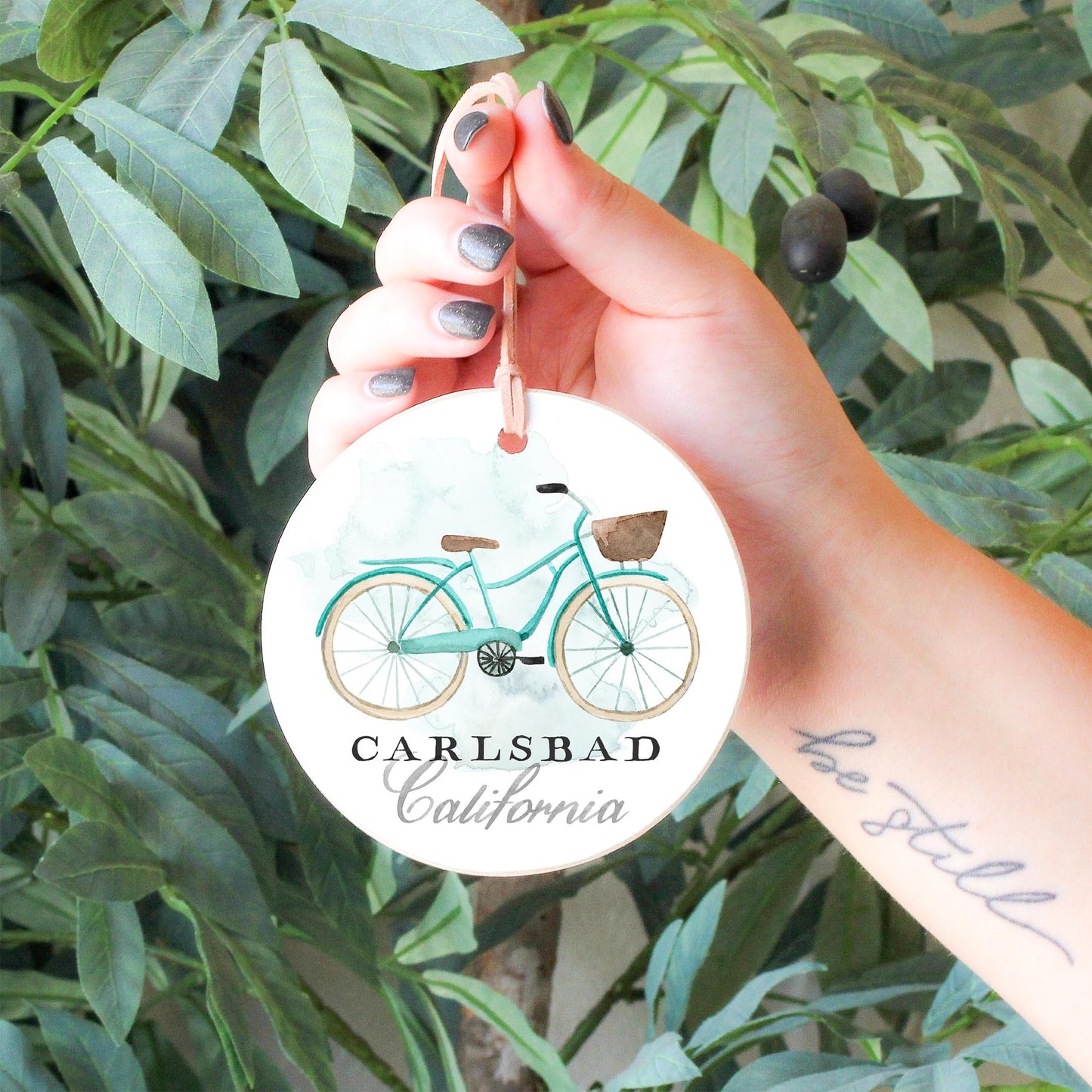 4" Round Ornament-Bike Carlsbad California