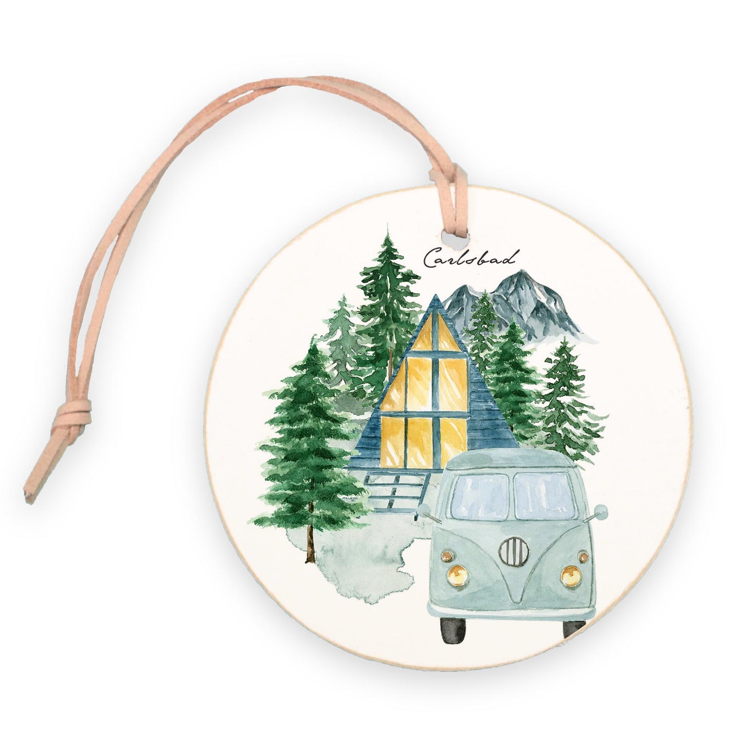 4" Round Ornament-Van Cabin Carlsbad California