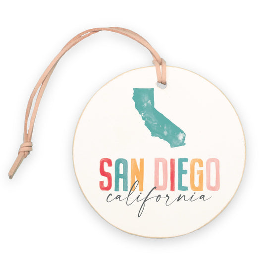 4" Round Ornament-Watercolor City San Diego, California