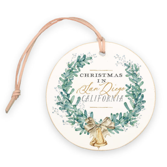 4" Round Ornament-Classic Christmas San Diego, California