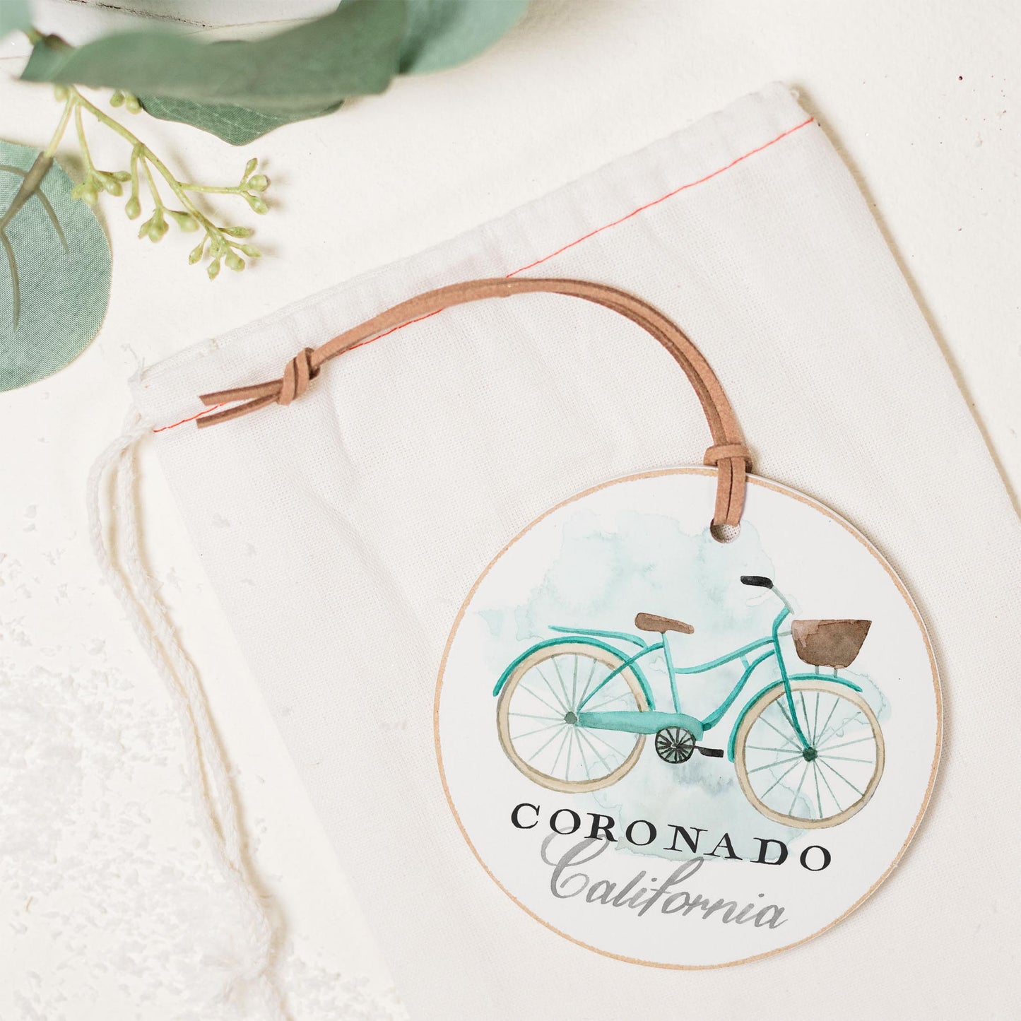 4" Round Ornament-Bike Coronado, California