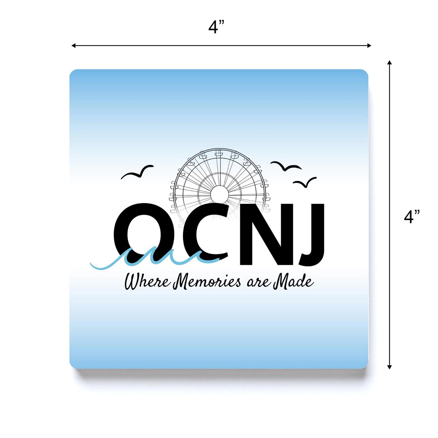 Ceramic Square Coaster-OCNJ Where Memories Are Made -3