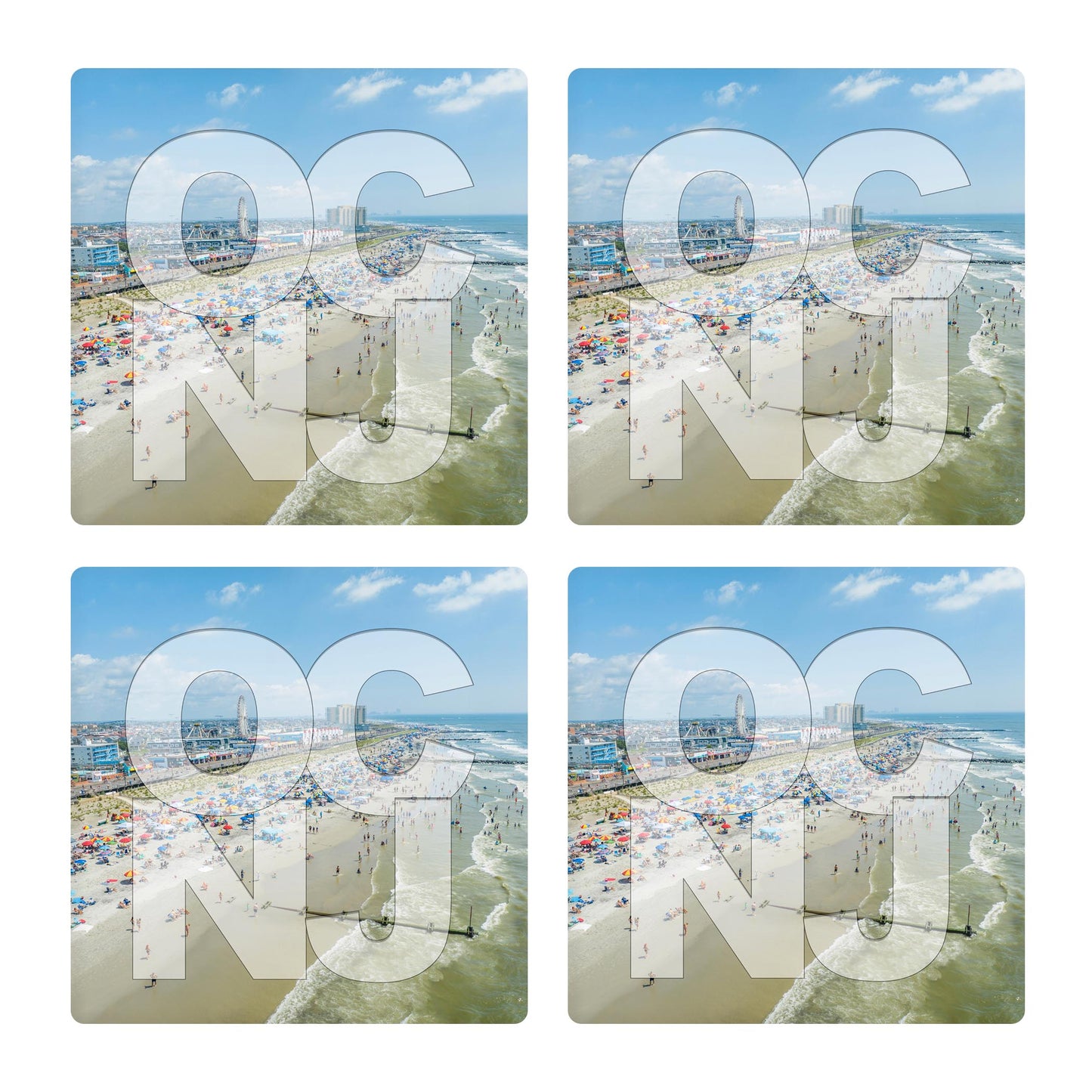 Ceramic Square Coaster 4-Set-OCNJ Beach