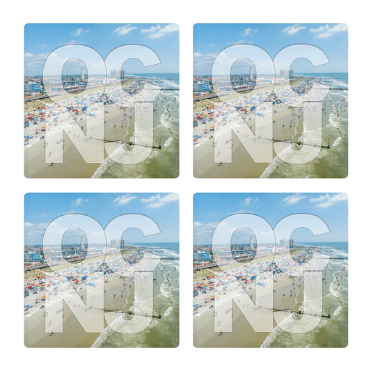 Ceramic Square Coaster 4-Set-OCNJ Beach