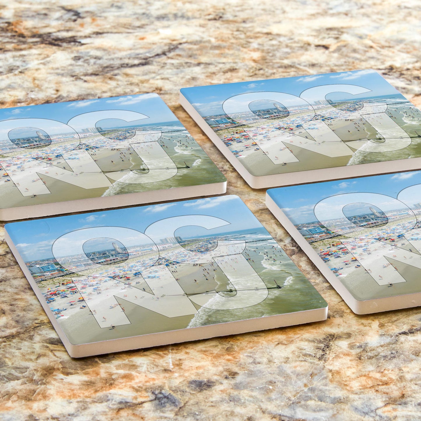 Ceramic Square Coaster 4-Set-OCNJ Beach