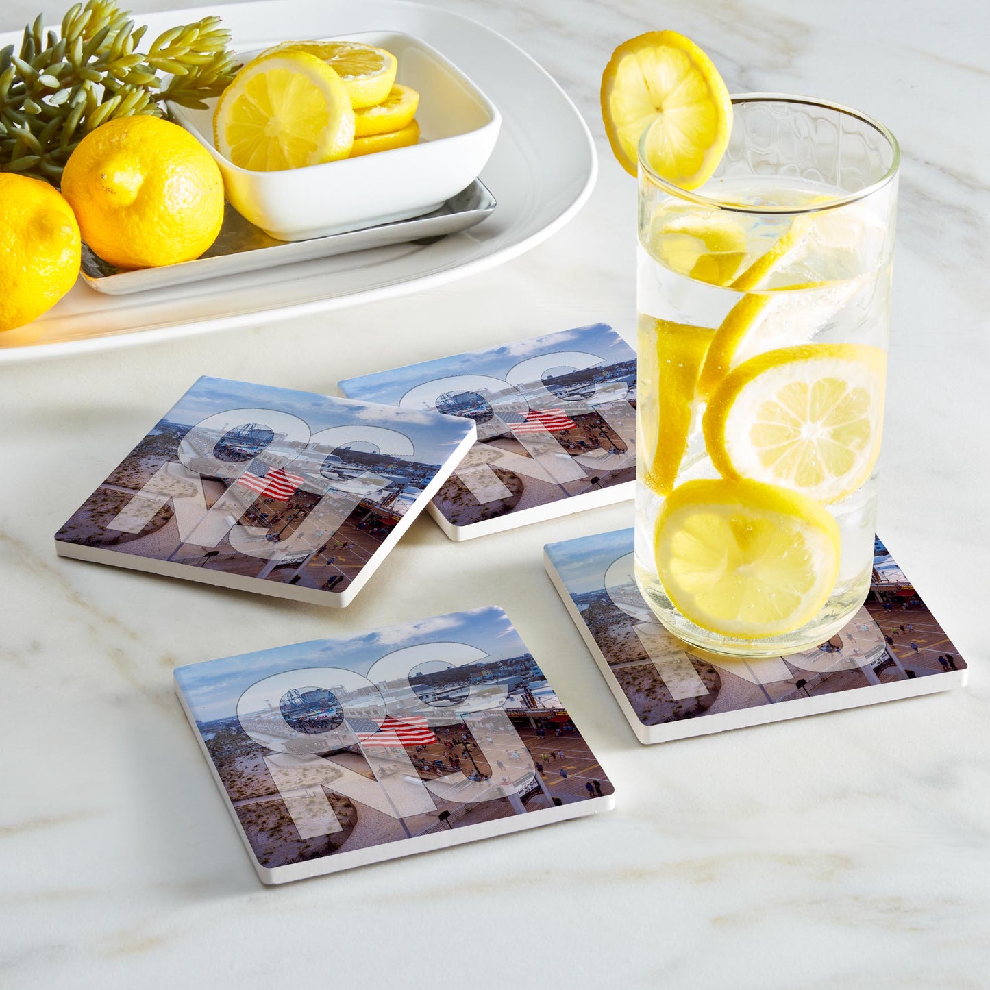 Ceramic Square Coaster 4-Set-OCNJ Flag