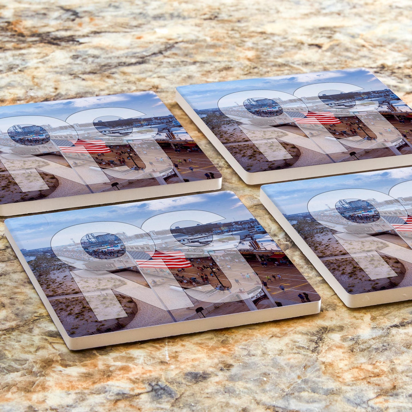 Ceramic Square Coaster 4-Set-OCNJ Flag