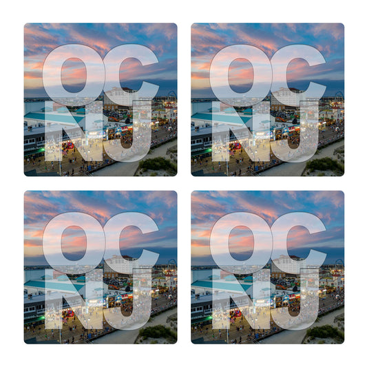 Ceramic Square Coaster 4-Set-OCNJ Pink Sky