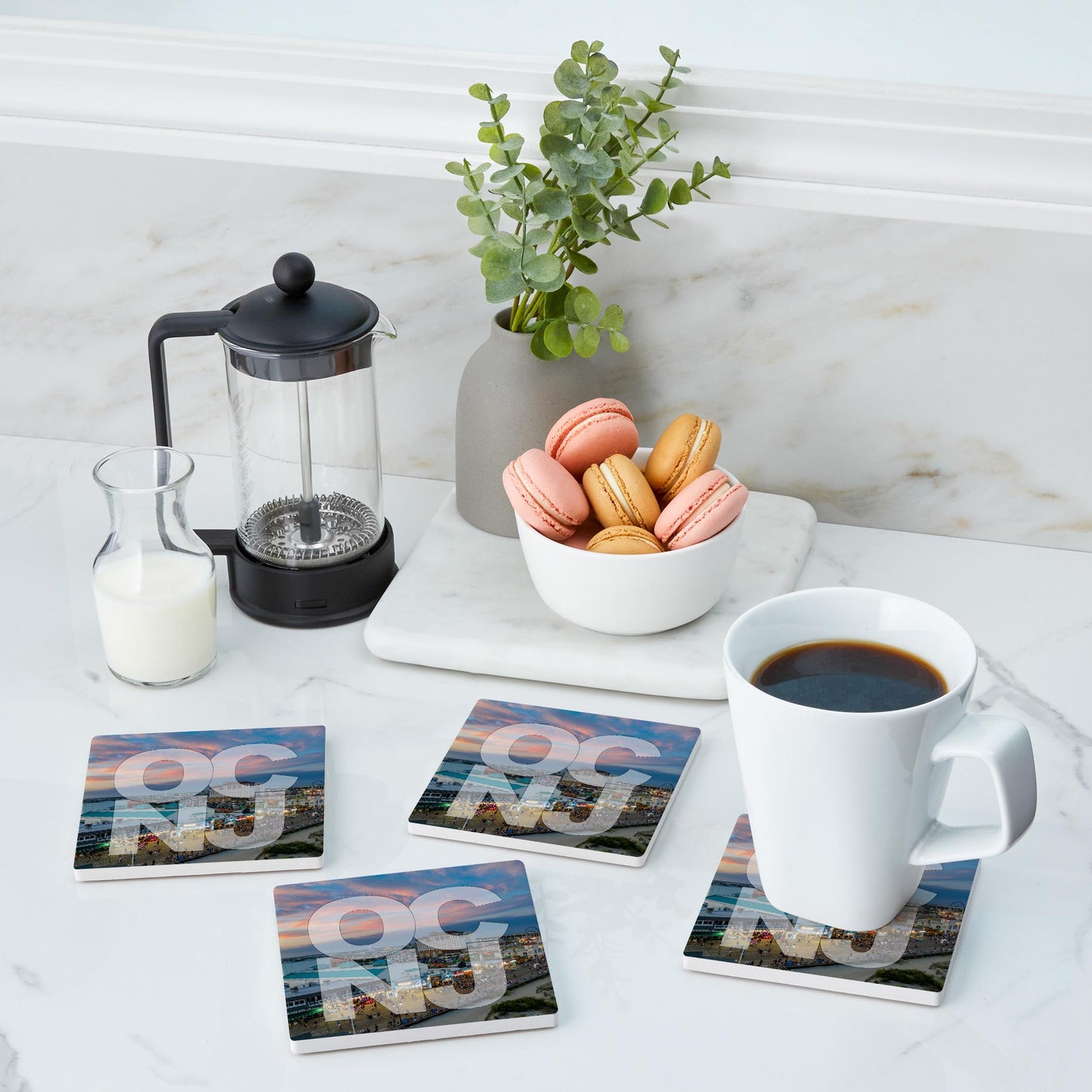 Ceramic Square Coaster 4-Set-OCNJ Pink Sky