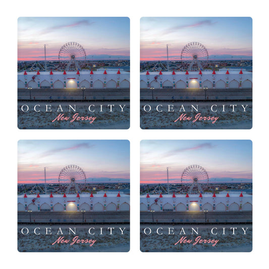 Ceramic Square Coaster 4-Set-Wonderland Pink Sunset Square