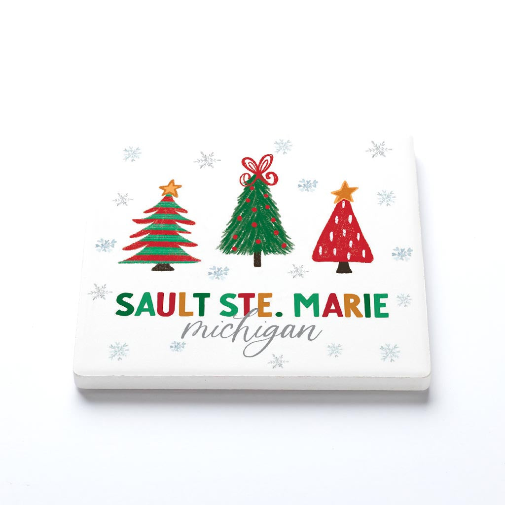 Ceramic Square Coaster-Cottage Tree Sault Ste. Marie Michigan -1