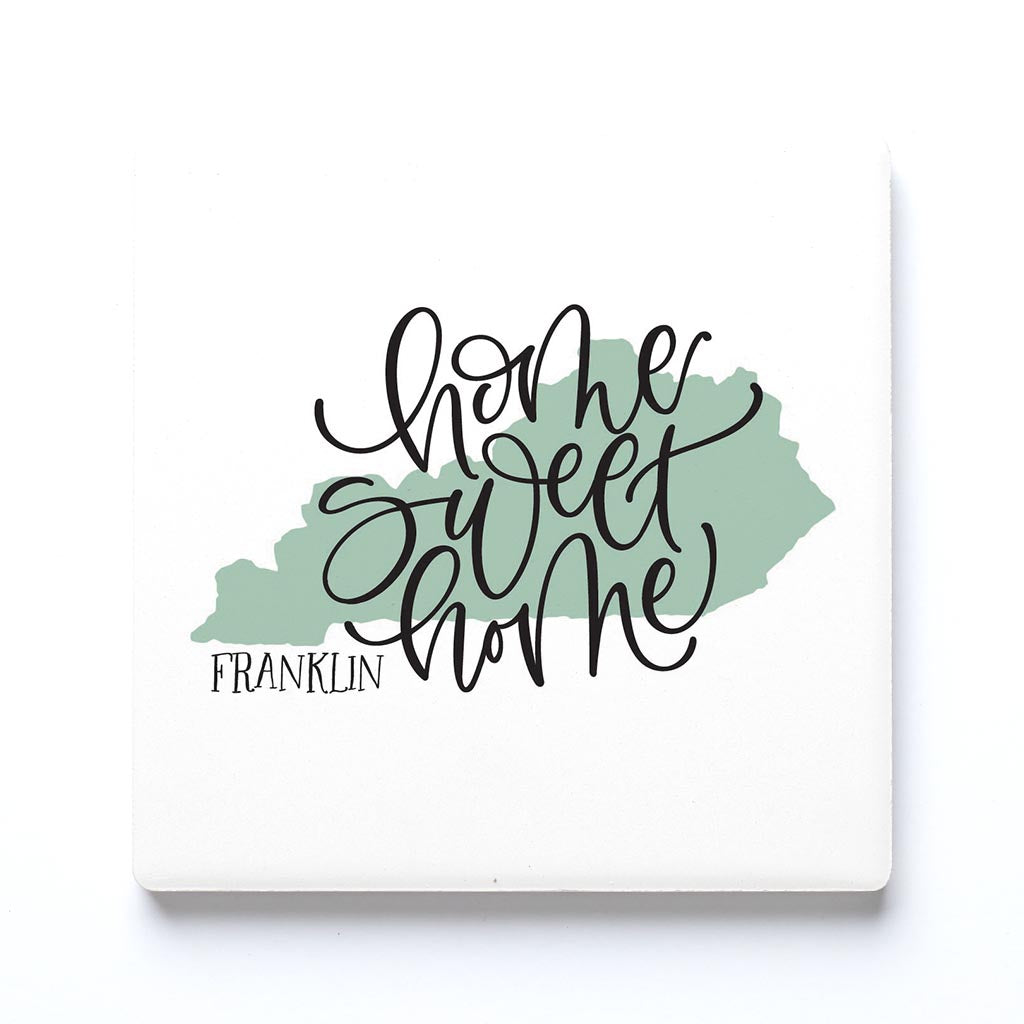 Ceramic Square Coaster-Home Sweet Home Franklin Kentucky -0