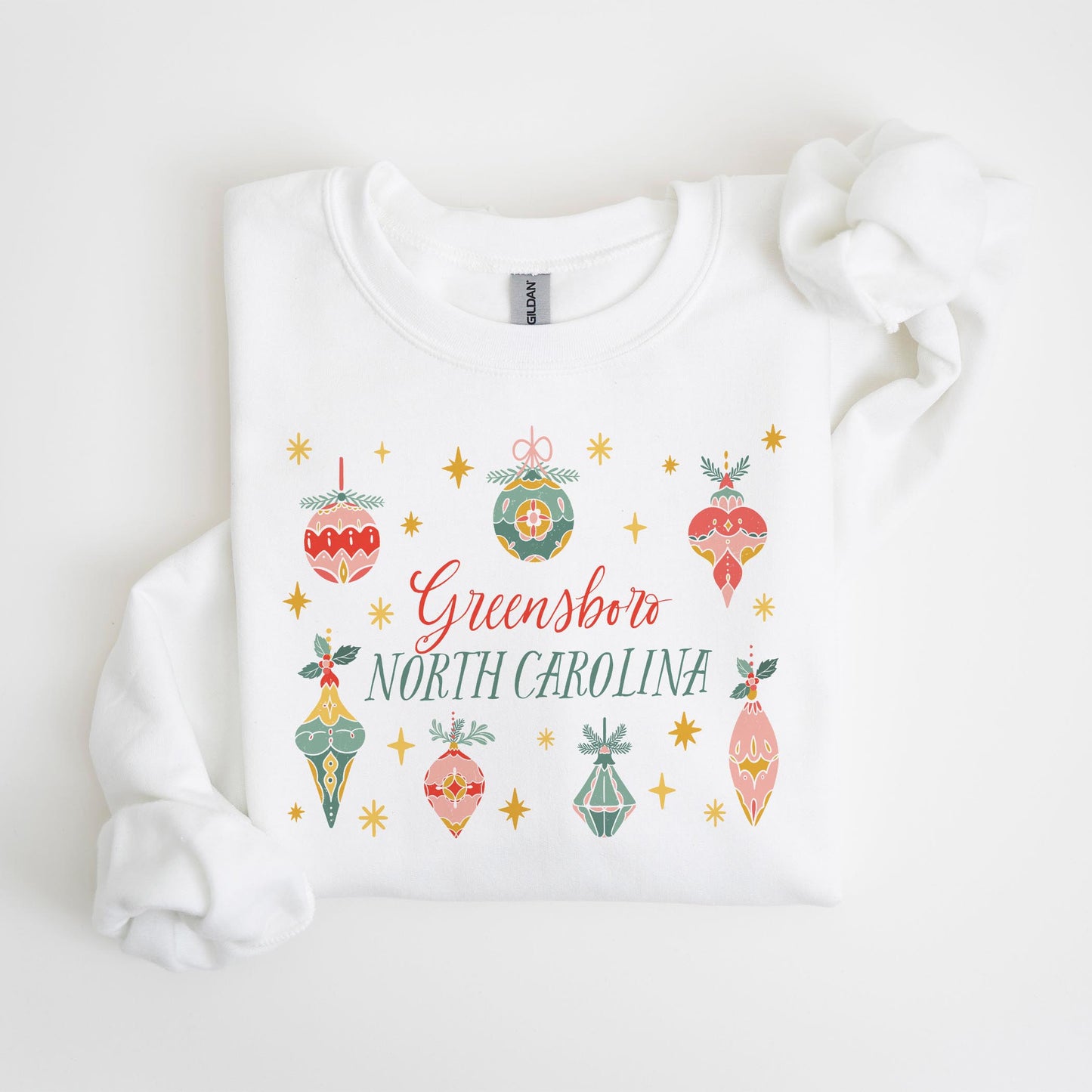 Gildan Sweatshirt White-Ornament Gems