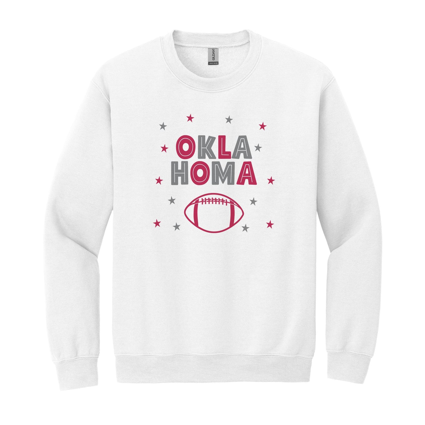 Gildan Sweatshirt White-Game Day Stars Oklahoma Football Maroon & Grey