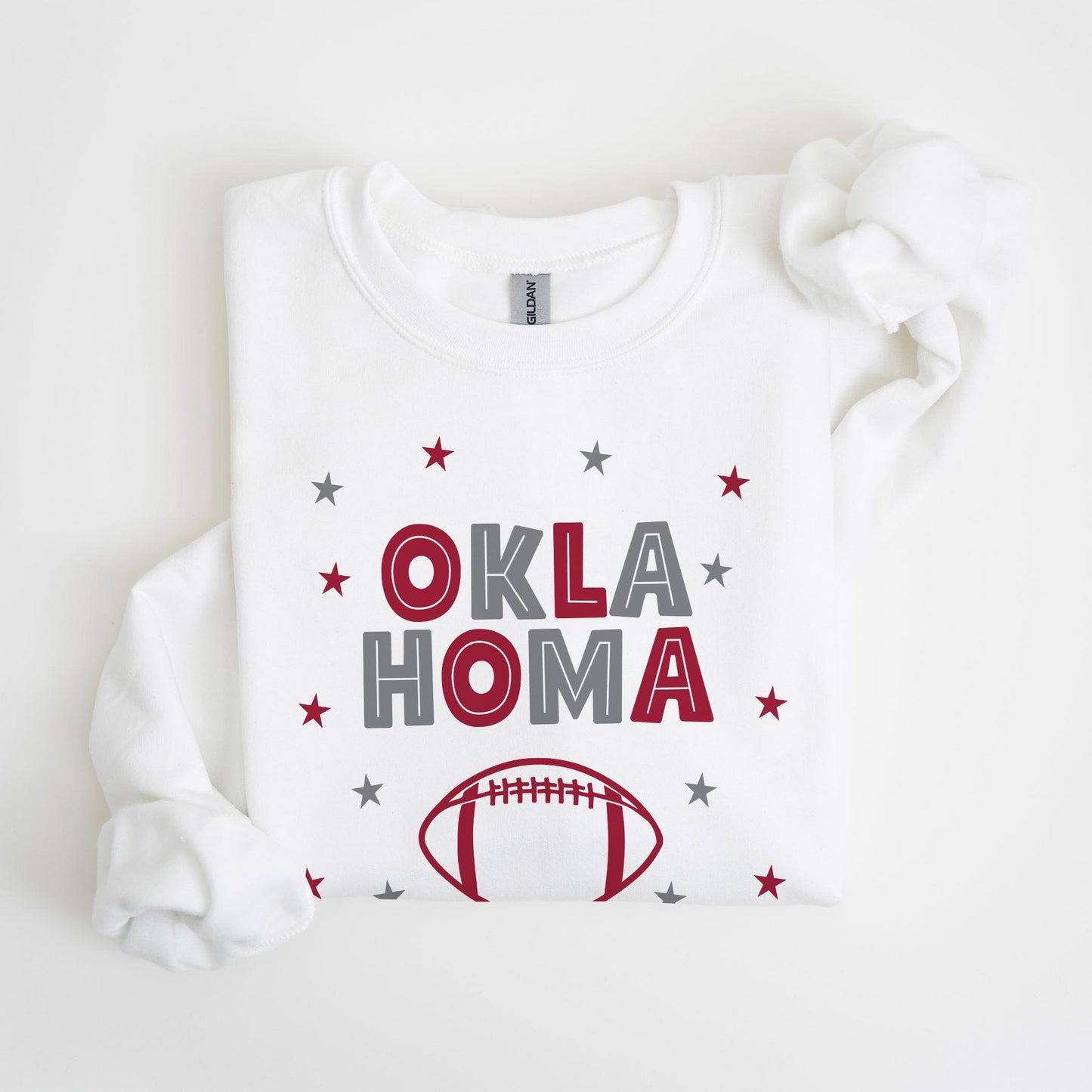 Gildan Sweatshirt White-Game Day Stars Oklahoma Football Maroon & Grey