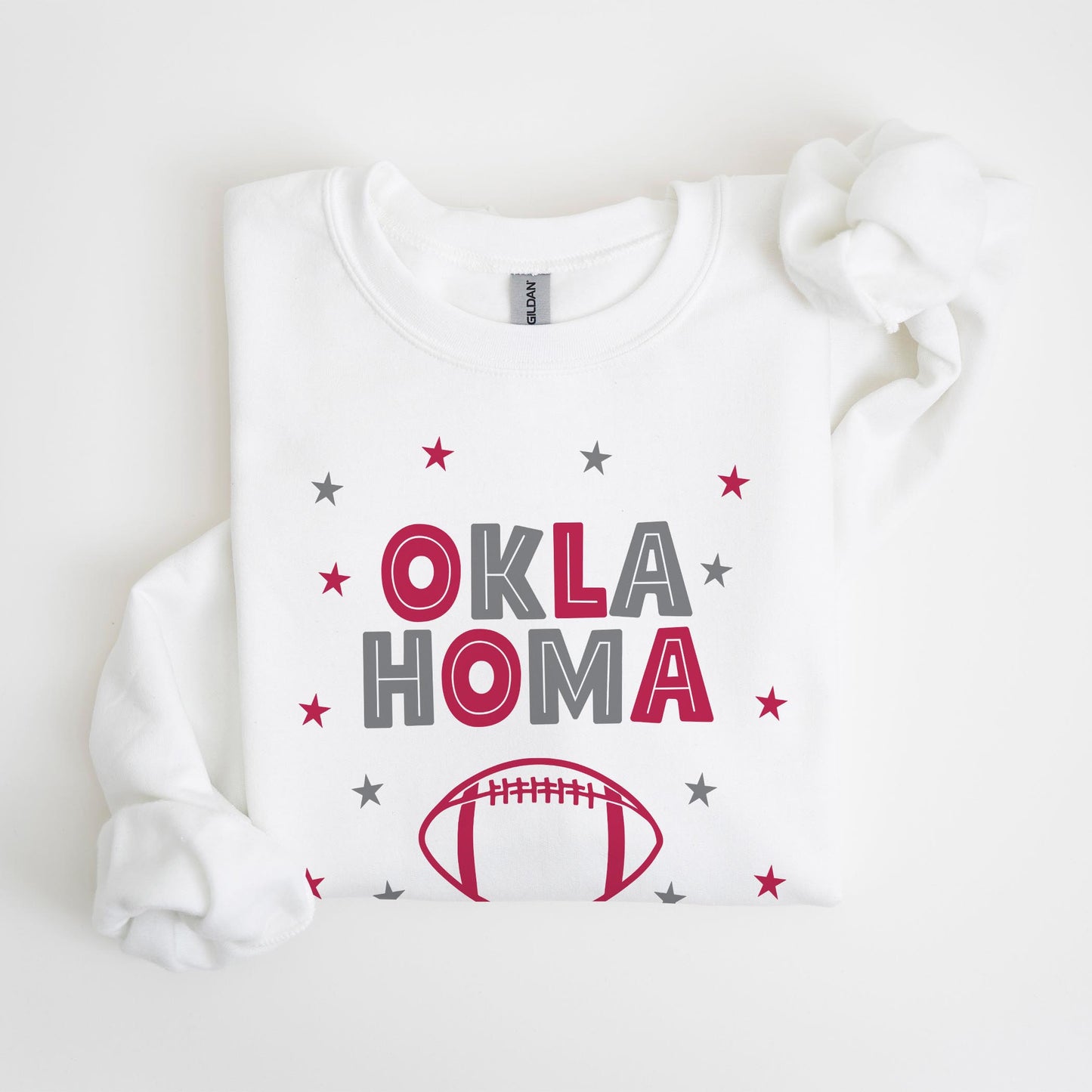 Gildan Sweatshirt White-Game Day Stars Oklahoma Football Maroon & Grey