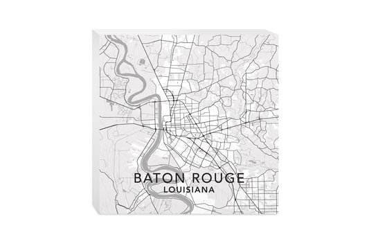 10x10 Wood Block-Minimalistic Baton Rouge White Map -0