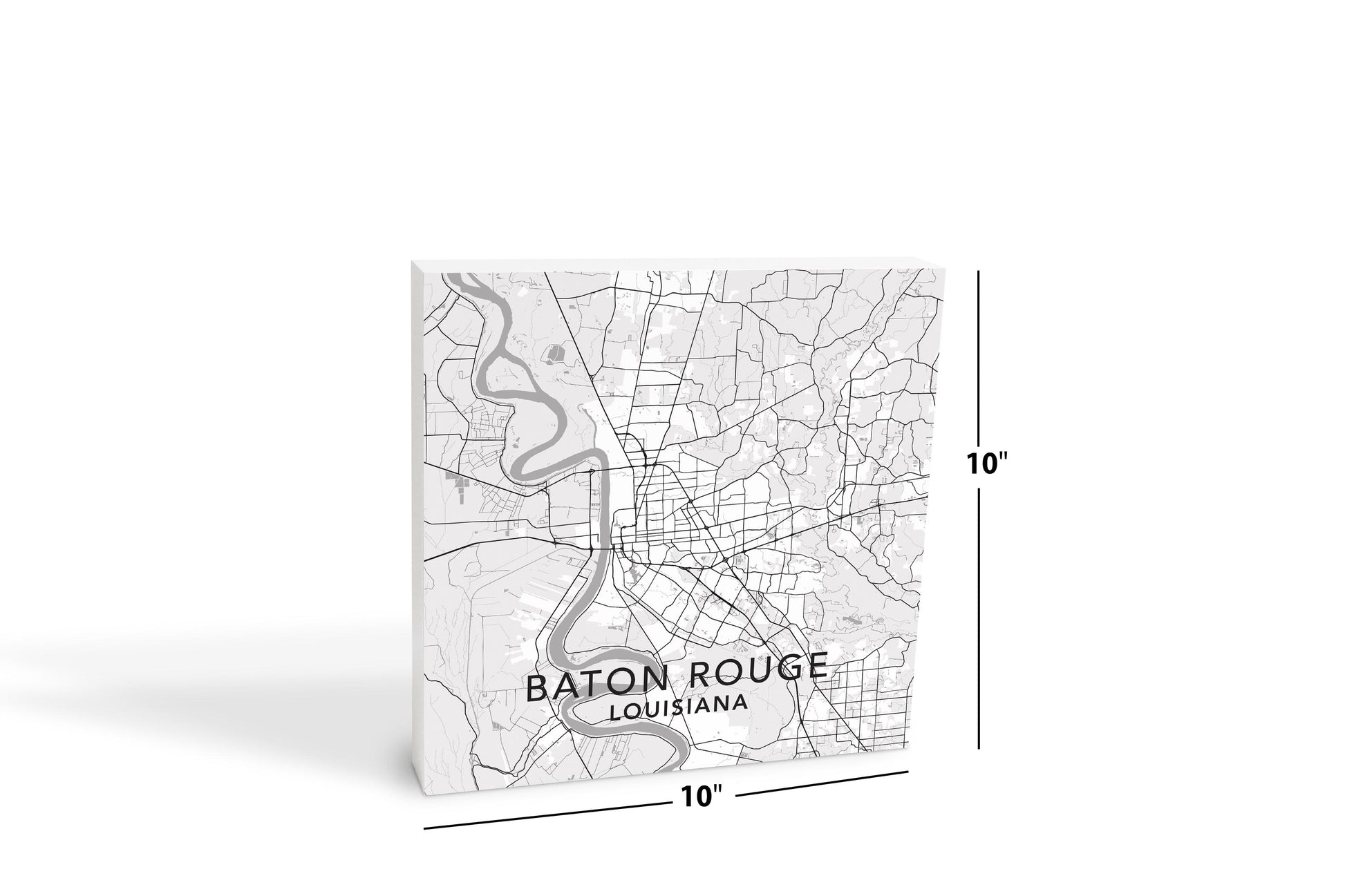 10x10 Wood Block-Minimalistic Baton Rouge White Map -4