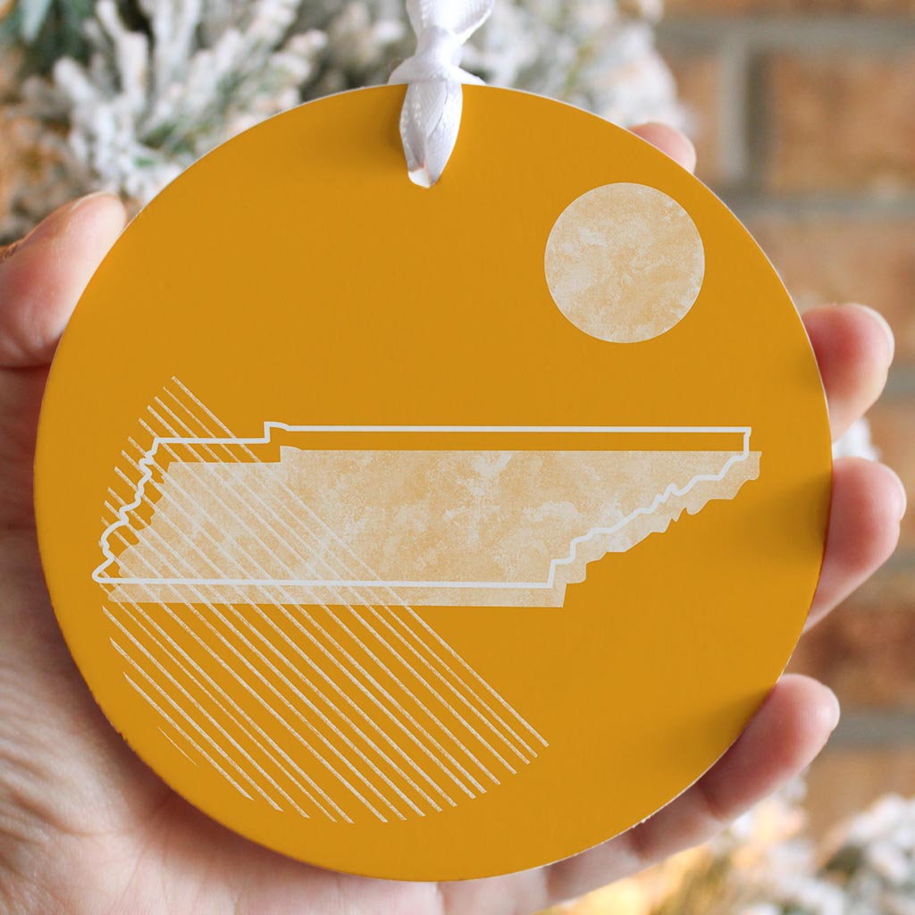 Bright Modern Geometric On Orange Tennessee| Wood Ornament | Eaches | Min 6