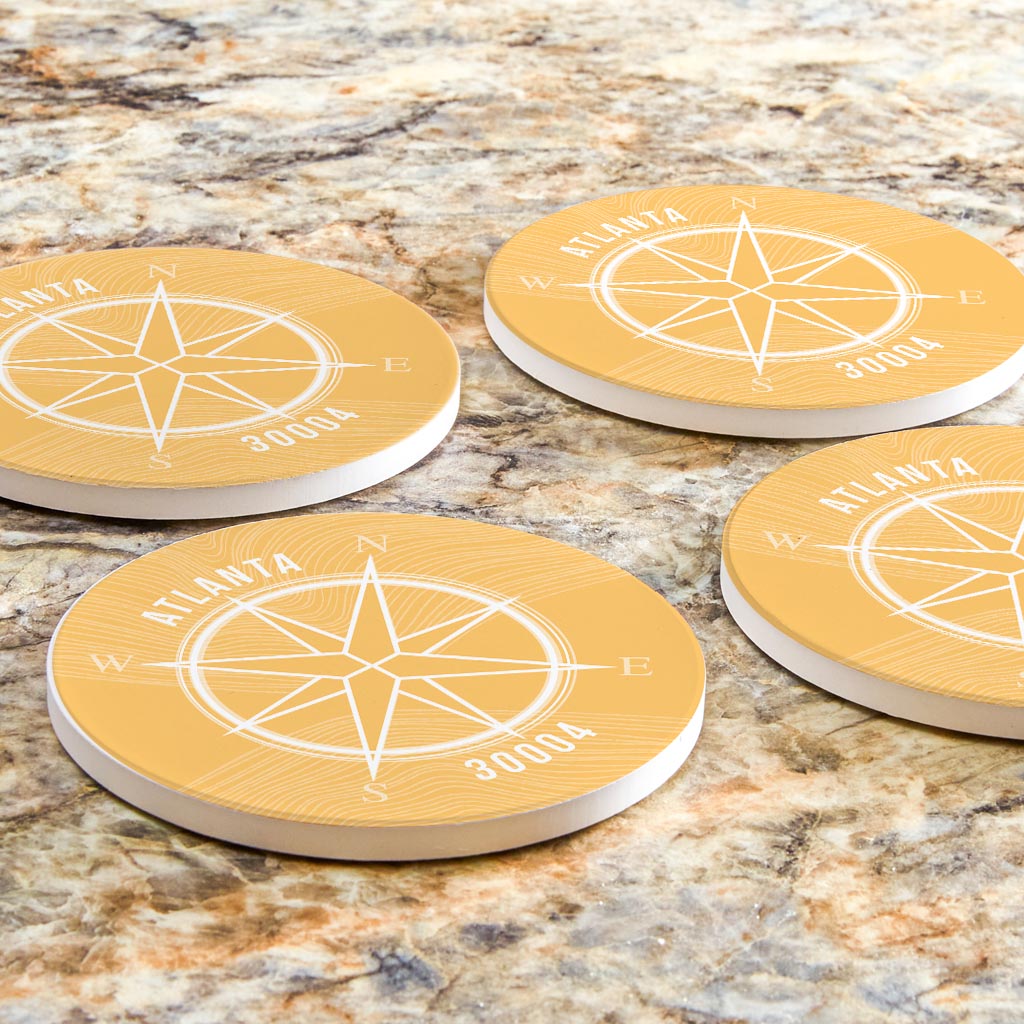 Boho Color Compass Zip On Yellow Georgia Atlanta | Absorbent Coasters | Set of 4 | Min 2