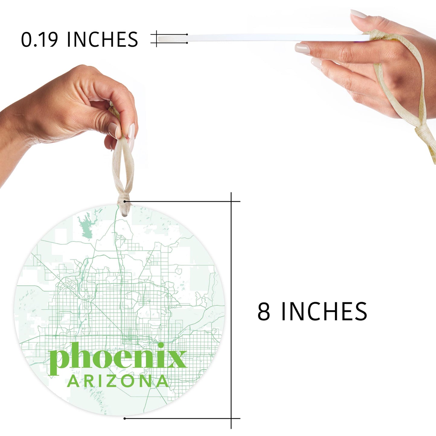 Bright Modern Green Map Arizona Phoenix | Wood Ornament | Eaches | Min 1